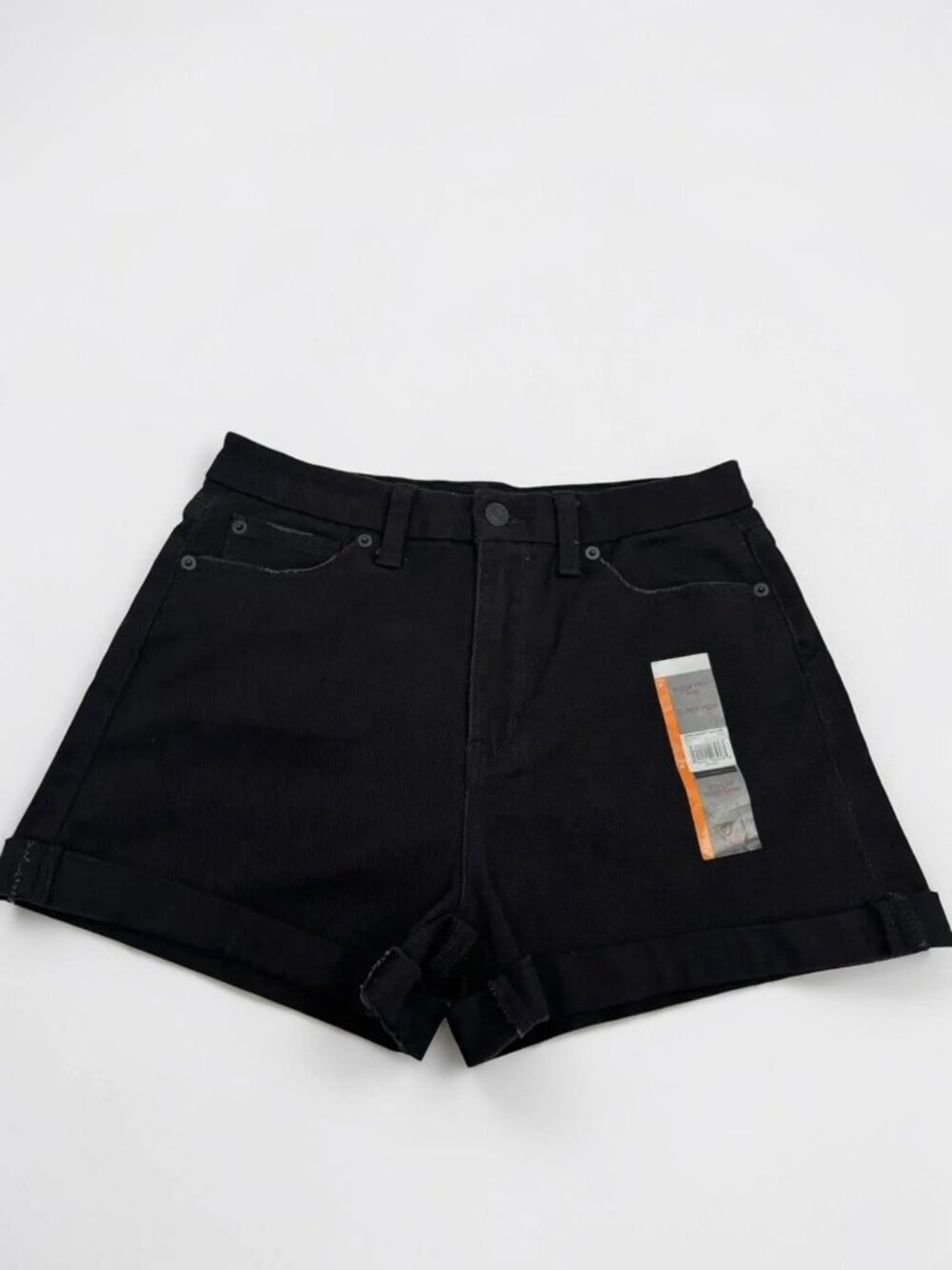 No Boundaries Juniors 9 Black High Rise Mom Shorts Cuffed Curvy Denim